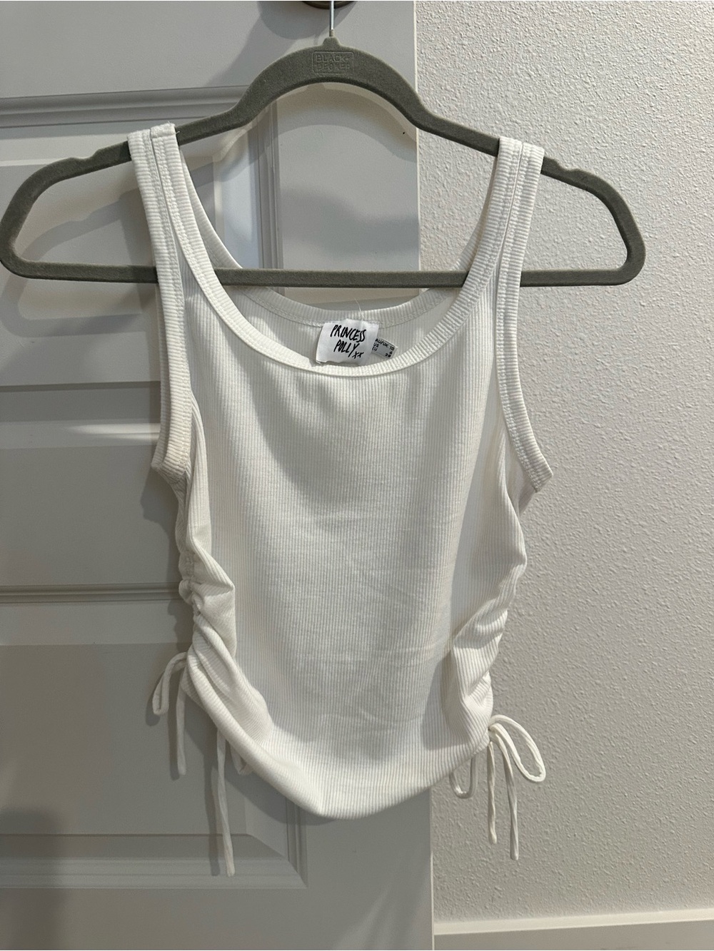 Princess Polly White Ribbed Side-Tie Tank